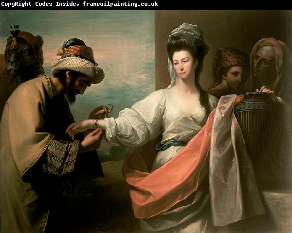 Benjamin West Isaac s servant trying the bracelet on Rebecca s arm